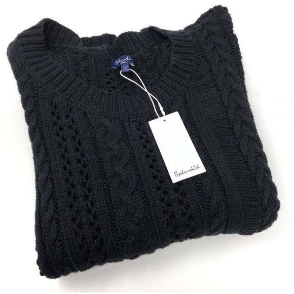 Splendid Sweaters - NWT Splendid Black Cable Knit Sweater S